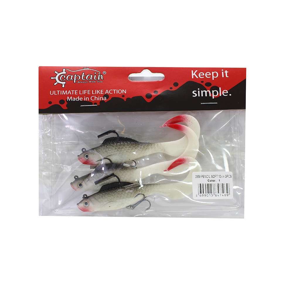 Captain 3559 Pencil Soft 10cm Levrek Silikonu 3lü Suni Balık