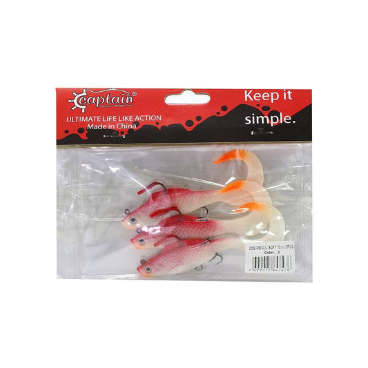 Captain 3559 Pencil Soft 10cm Levrek Silikonu 3lü Suni Balık