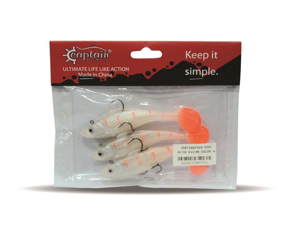 Captain 3567 Cracker Soft 10cm Levrek Turna Silikonu 3lü Set Suni Balık