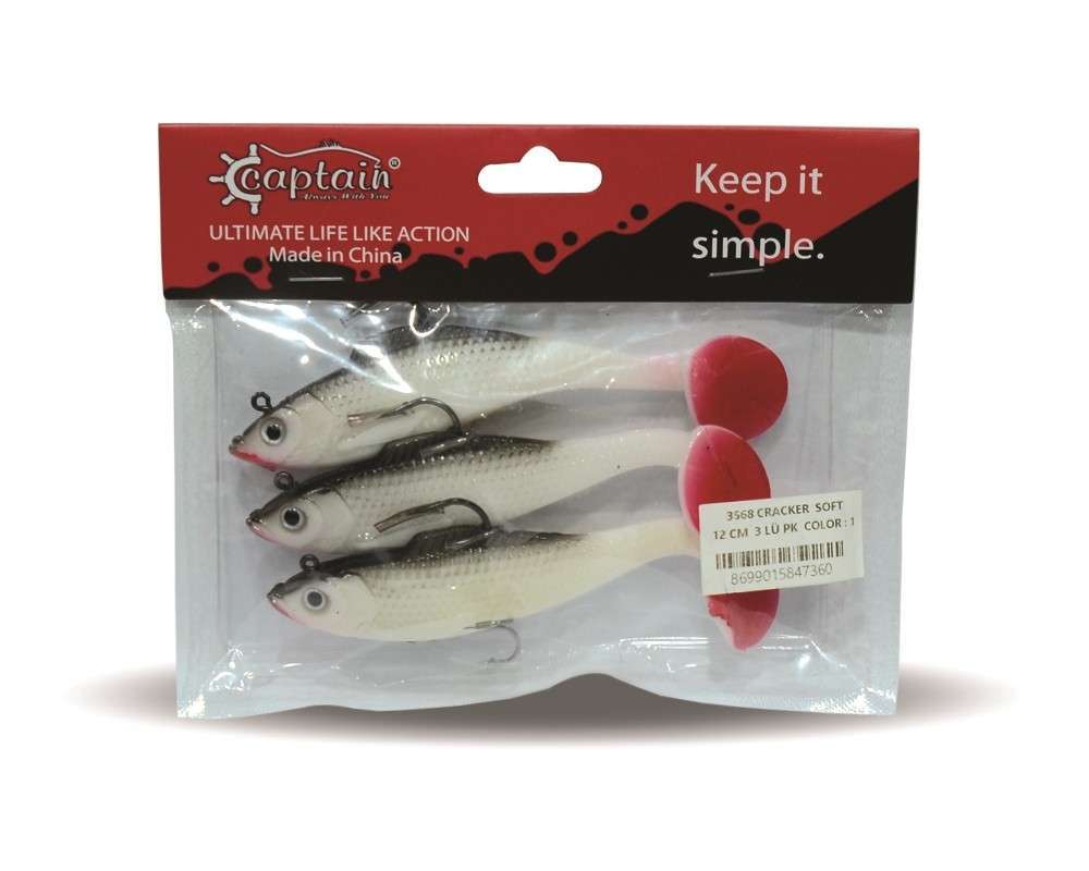 Captain 3568 Cracker Soft 12cm Levrek Turna Silikonu 3lü Set Suni Balık
