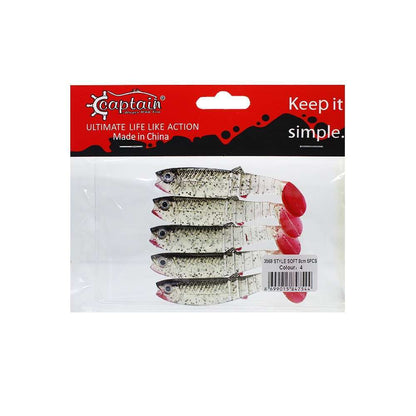 Captain 3569 Style Soft 8cm Levrek Silikonu 5li Paket Suni Yem