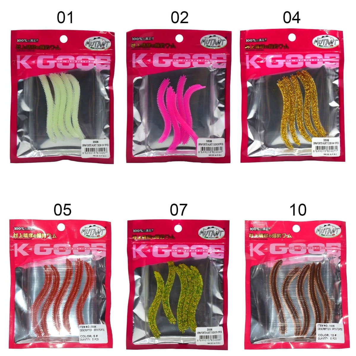 Mutant 3506 Spin Forte 7,5cm Aromalı LRF Silikon Suni Yem 5li Set