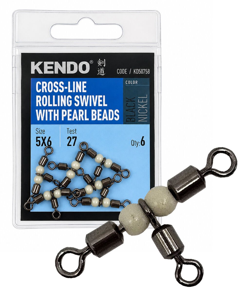 Kendo T boncuklu fırdöndü Cross-line Rolling Swivel With Pearl Beads 6 Adet