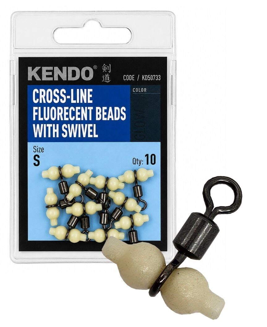 Kendo Cross-line fluorecent beads with swivel 10 Adet