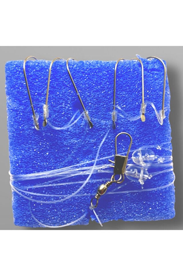 4 x Çift Köstek hırsızlı 3 İğneli Lüfer takımı + 5 Adet Boncuklu Klips Hediye