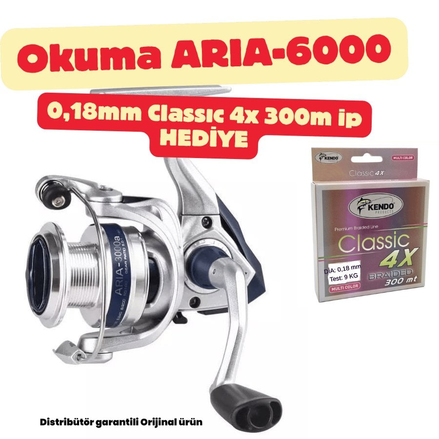 Okuma ARIA-6000a Painting Silver Hediye Kendo 4x Classic 0,18mm 300mt İP