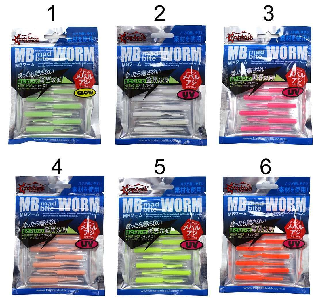 Captain 3520 Mini Worm Floating 5 cm Aromalı LRF Silikon Yem 10lu