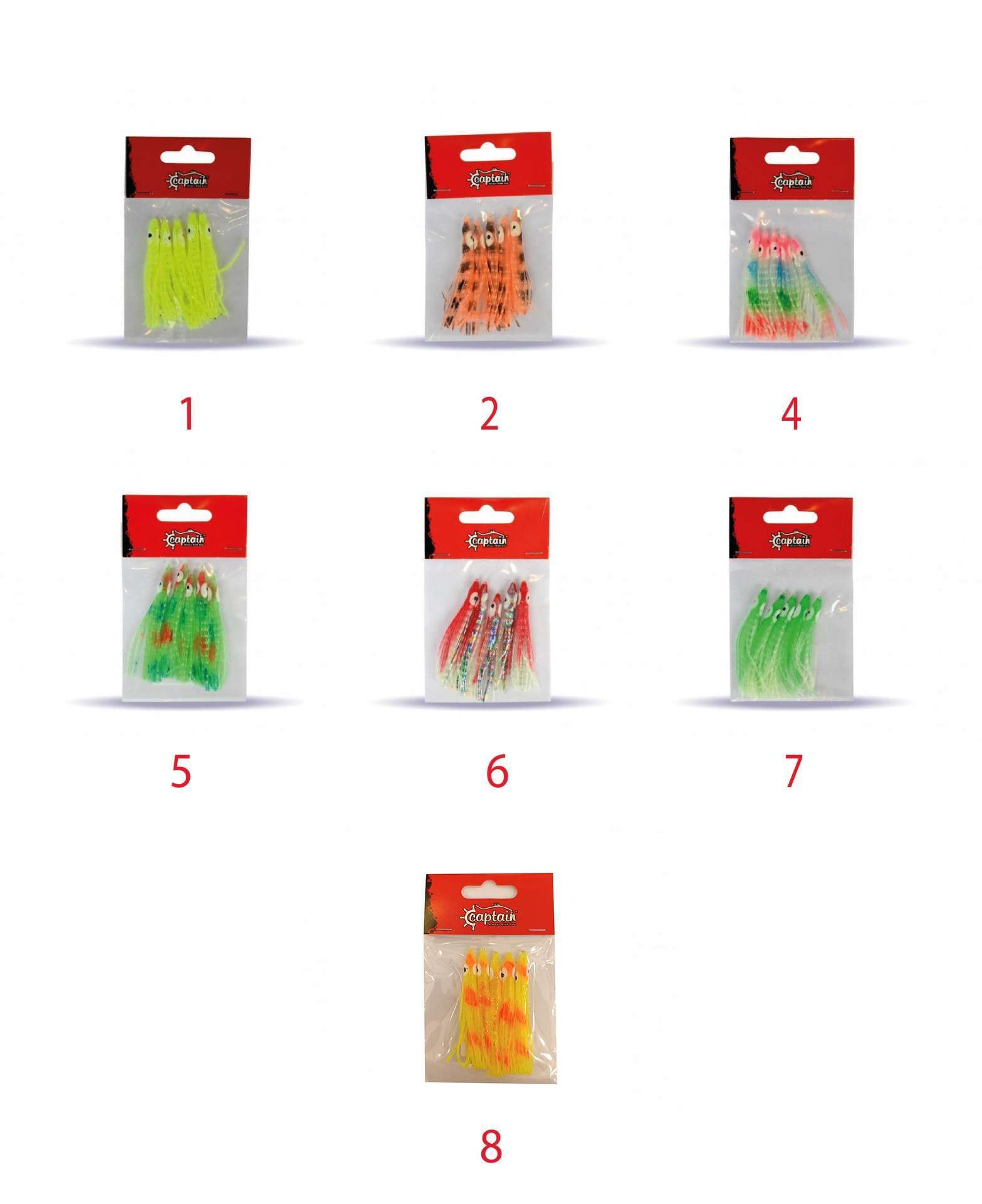 Captain 3594 Octopus Curly 6cm Ahtapot Sübye 5li Paket Suni Yem 6