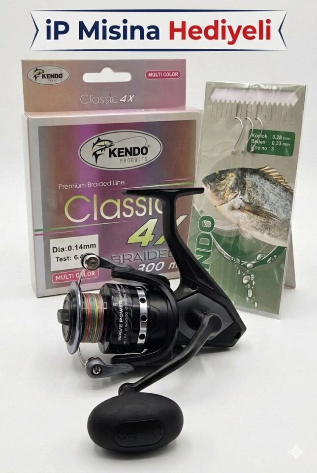 Okuma Wave Power WP-8000A1  Kendo Classic 4x 300m 0.20mm İp Misina ve Hazır Takım Hediye