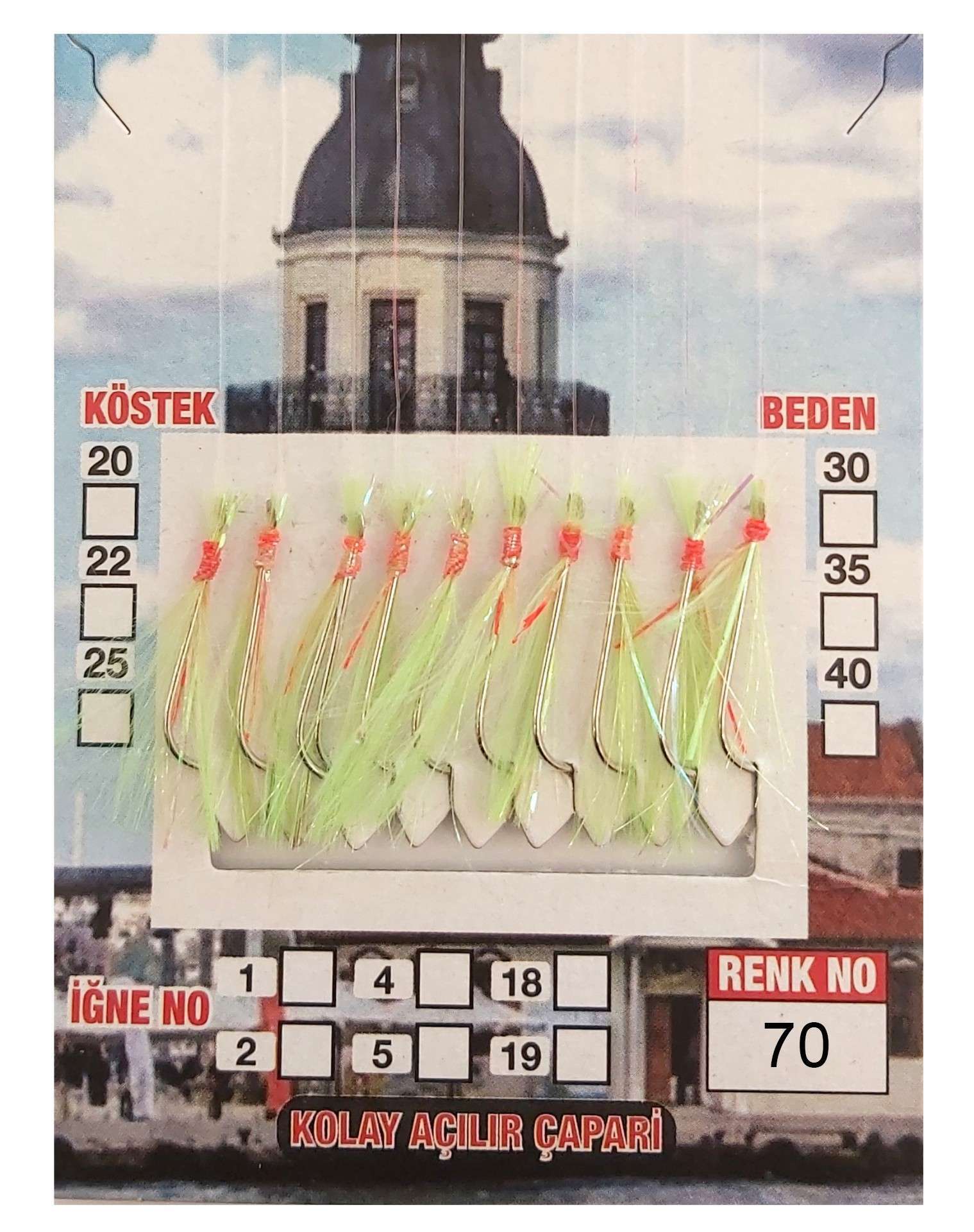 Çinekop Çaparisi UV-GLOW Simli 10 İğneli Kolay Açılan Çapari 025mm Beden x 035mm Köstek Çinekop Çaparisi UV-GLOW Simli 10 İğneli Kolay Açılan Çapari 025mm Beden x 035mm Köstek