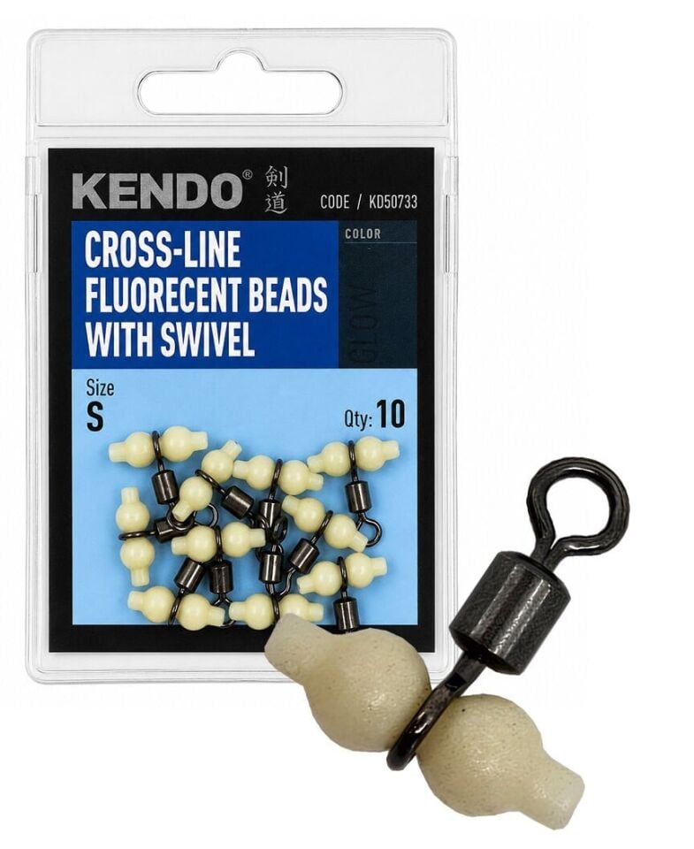 Kendo Fosforlu Boncuklu T Fırdöndü ( Cross-line fluorecent beads with swivel ) 10 Adet