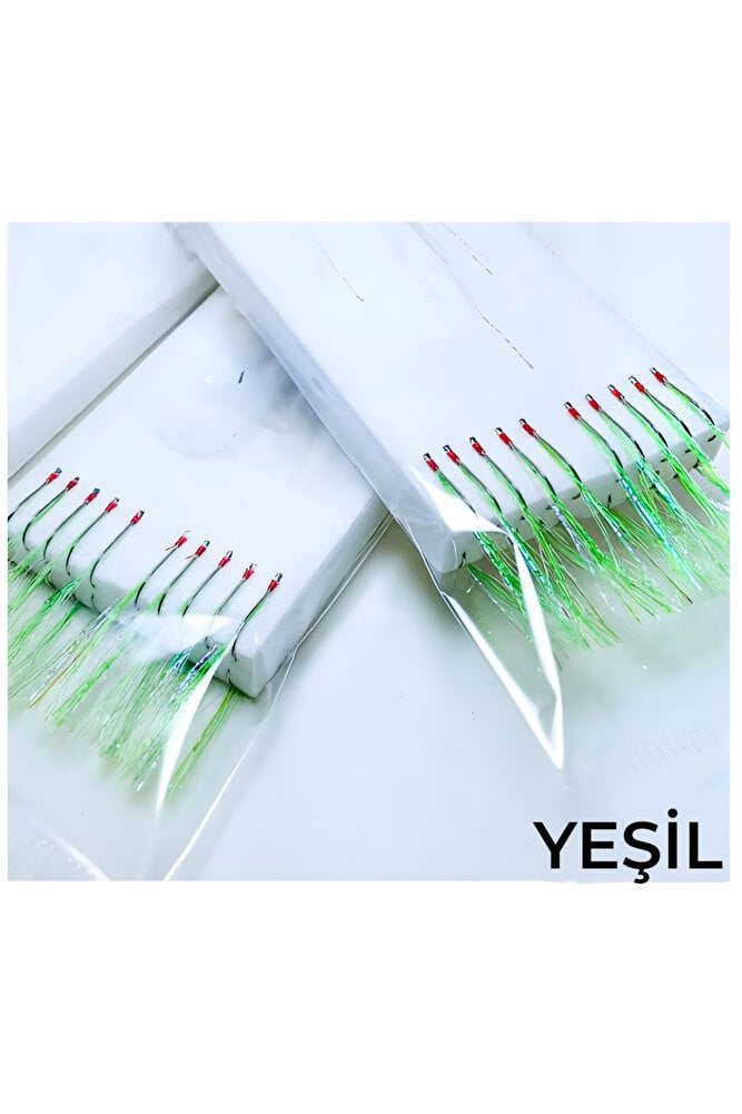 Tekne Avına Özel Mega Set! Yeşil Simli Çapari (6 ADET) - 10 Köstekli