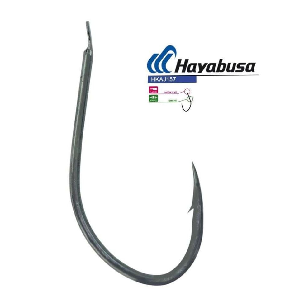 Hayabusa HKAJ 157 Kısa Pala Dövme Olta İğnesi 15li Paket Black Nikel