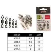 Captain 5080 Elmas Gözlü Fırdöndü 10lu Paket Black Nikel