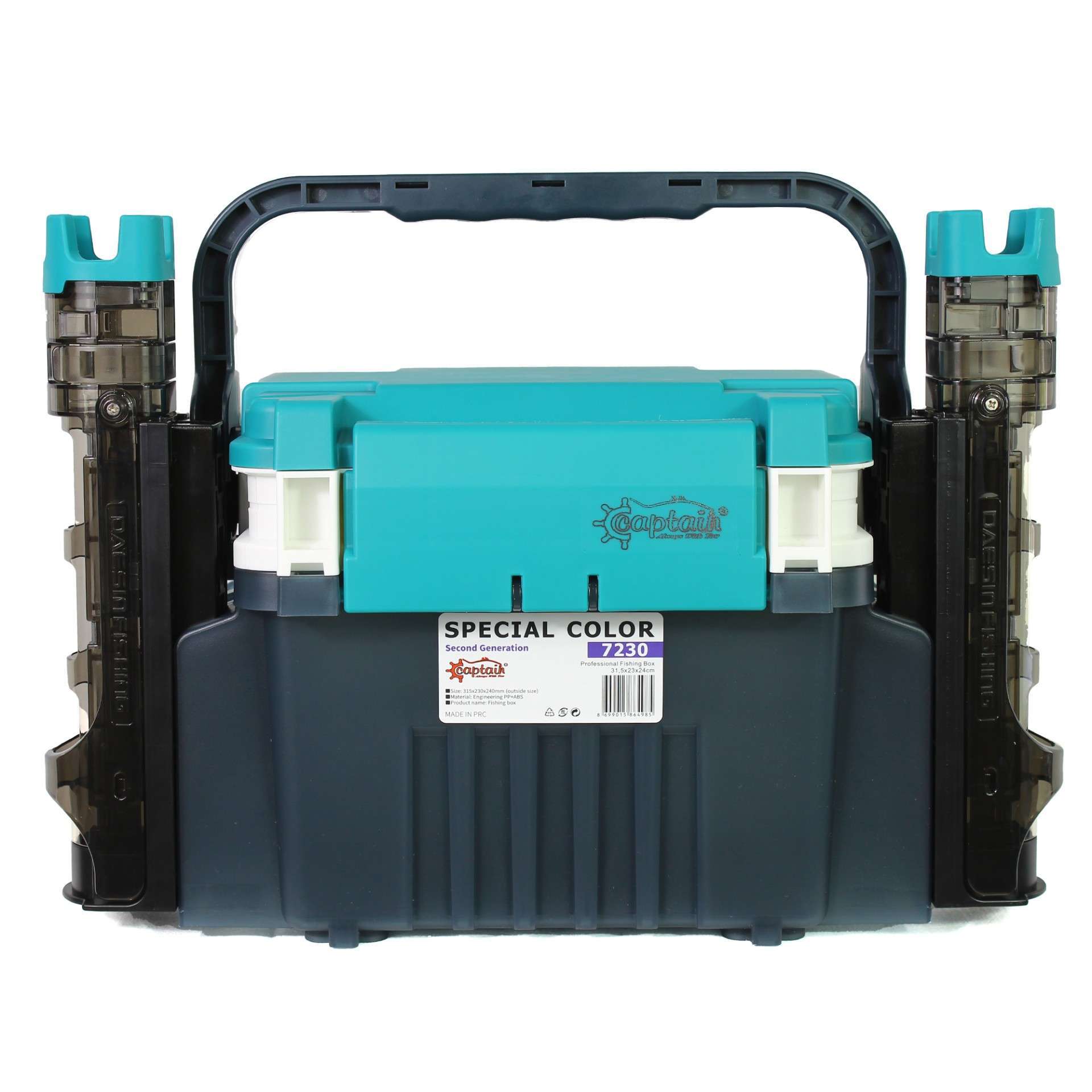 Captain 7230 Profesyonel LRF ve Spin Takım Çantası 2 Kamış Tutucu 31x23x24cm